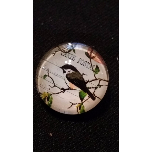 Postal Stamp Bird Snap, Silver Snap Pendant & 26 inch Chain - Picture 2 of 4